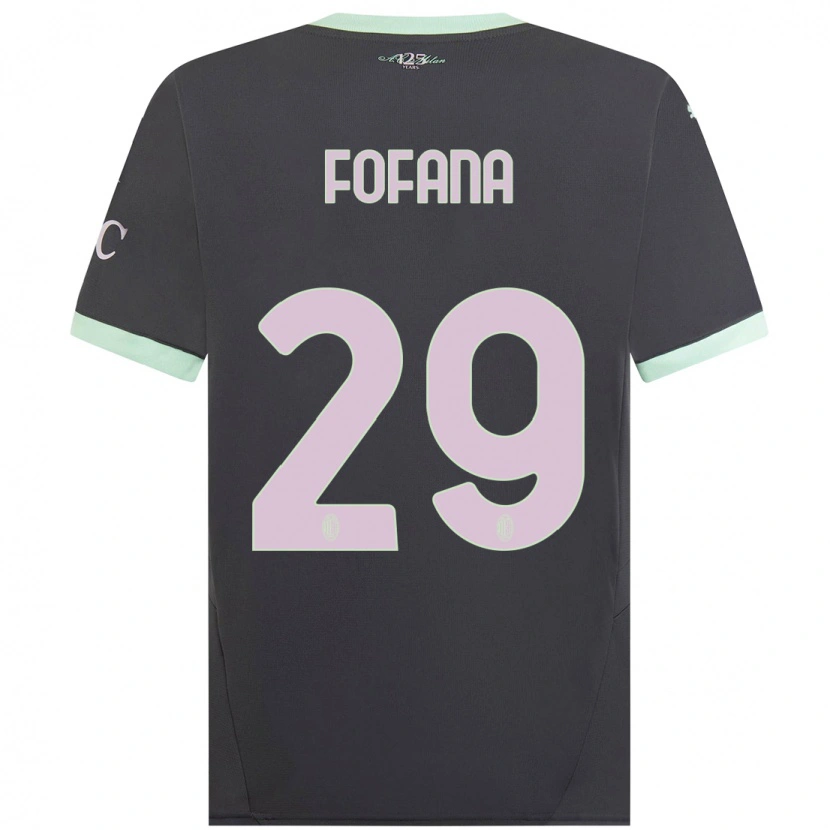 Danxen Uomo Maglia Youssouf Fofana #29 Grigio Kit Gara Third 2024/25 Maglietta