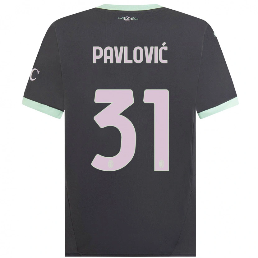 Danxen Uomo Maglia Strahinja Pavlović #31 Grigio Kit Gara Third 2024/25 Maglietta