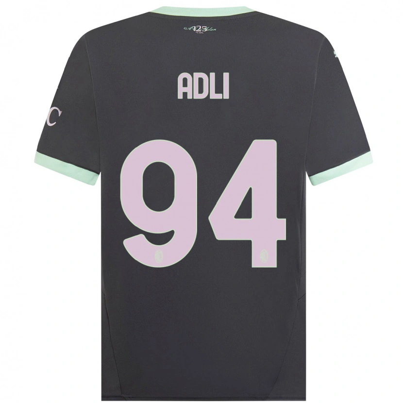 Danxen Uomo Maglia Yacine Adli #94 Grigio Kit Gara Third 2024/25 Maglietta