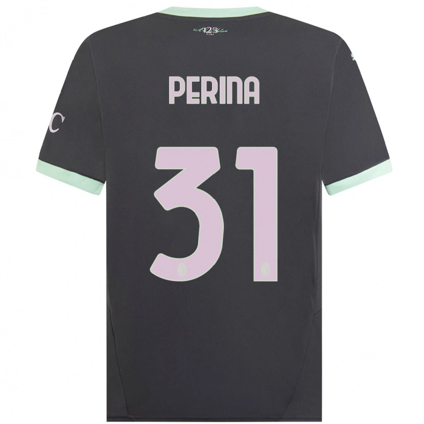 Danxen Uomo Maglia Gioele Perina #31 Grigio Kit Gara Third 2024/25 Maglietta
