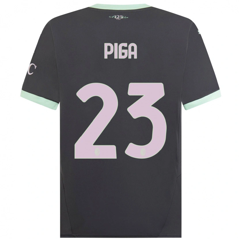 Danxen Uomo Maglia Julie Piga #23 Grigio Kit Gara Third 2024/25 Maglietta
