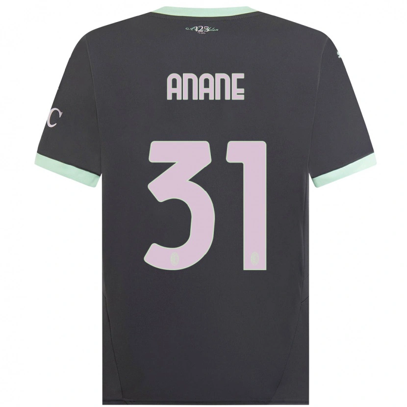 Danxen Uomo Maglia Emmanuel Anane #31 Grigio Kit Gara Third 2024/25 Maglietta