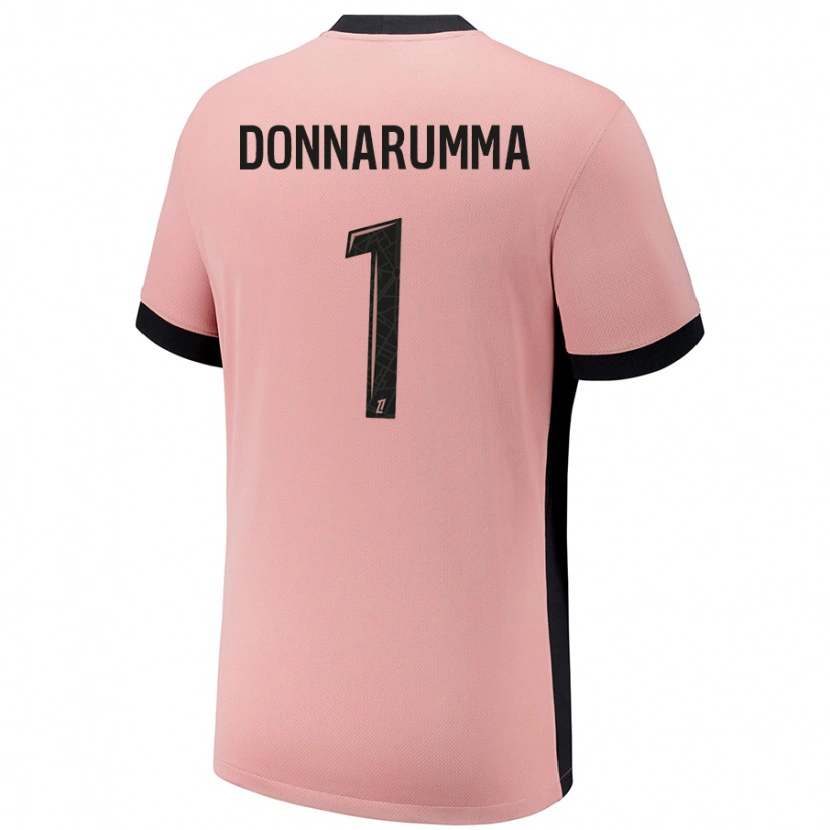Danxen Uomo Maglia Gianluigi Donnarumma #1 Rosa Ruggine Kit Gara Third 2024/25 Maglietta