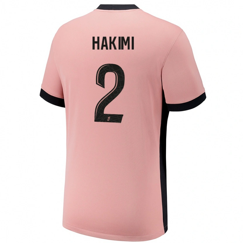 Danxen Uomo Maglia Achraf Hakimi #2 Rosa Ruggine Kit Gara Third 2024/25 Maglietta