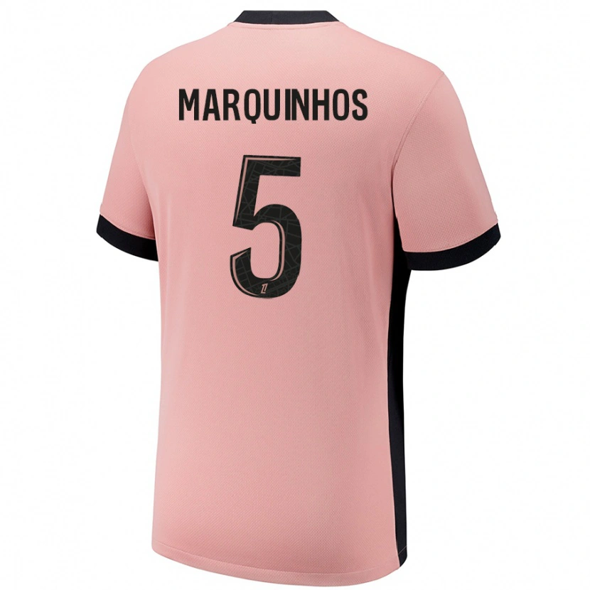 Danxen Uomo Maglia Marquinhos #5 Rosa Ruggine Kit Gara Third 2024/25 Maglietta
