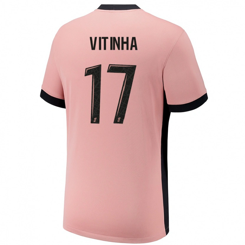 Danxen Uomo Maglia Vitinha #17 Rosa Ruggine Kit Gara Third 2024/25 Maglietta