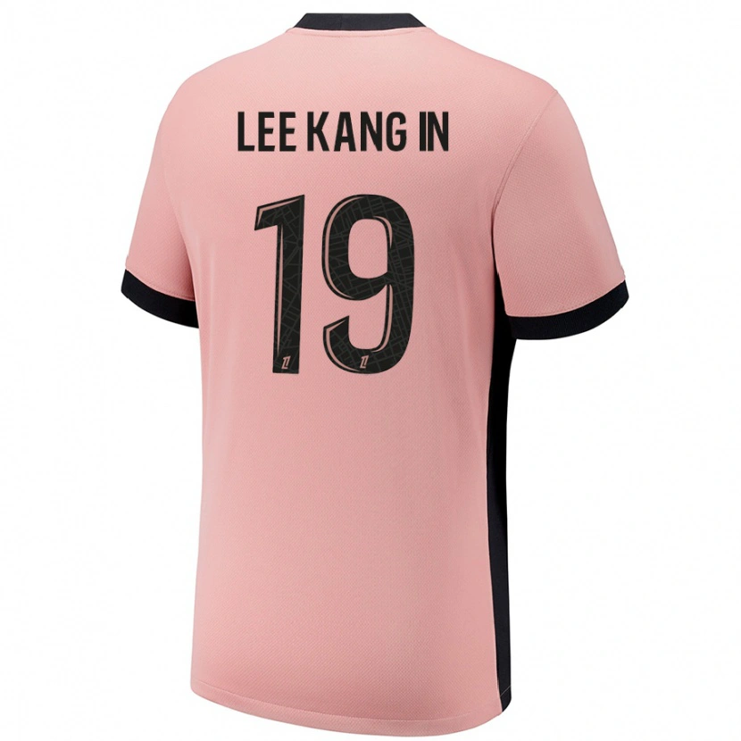 Danxen Uomo Maglia Kang-In Lee #19 Rosa Ruggine Kit Gara Third 2024/25 Maglietta