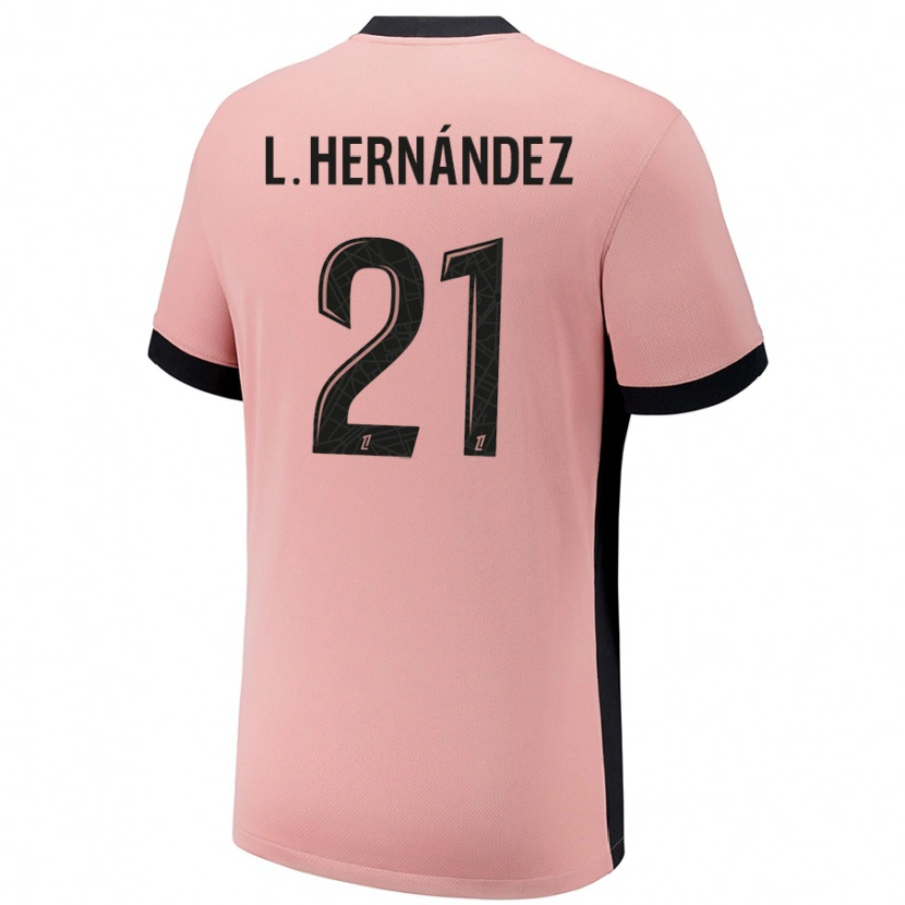 Danxen Uomo Maglia Lucas Hernández #21 Rosa Ruggine Kit Gara Third 2024/25 Maglietta