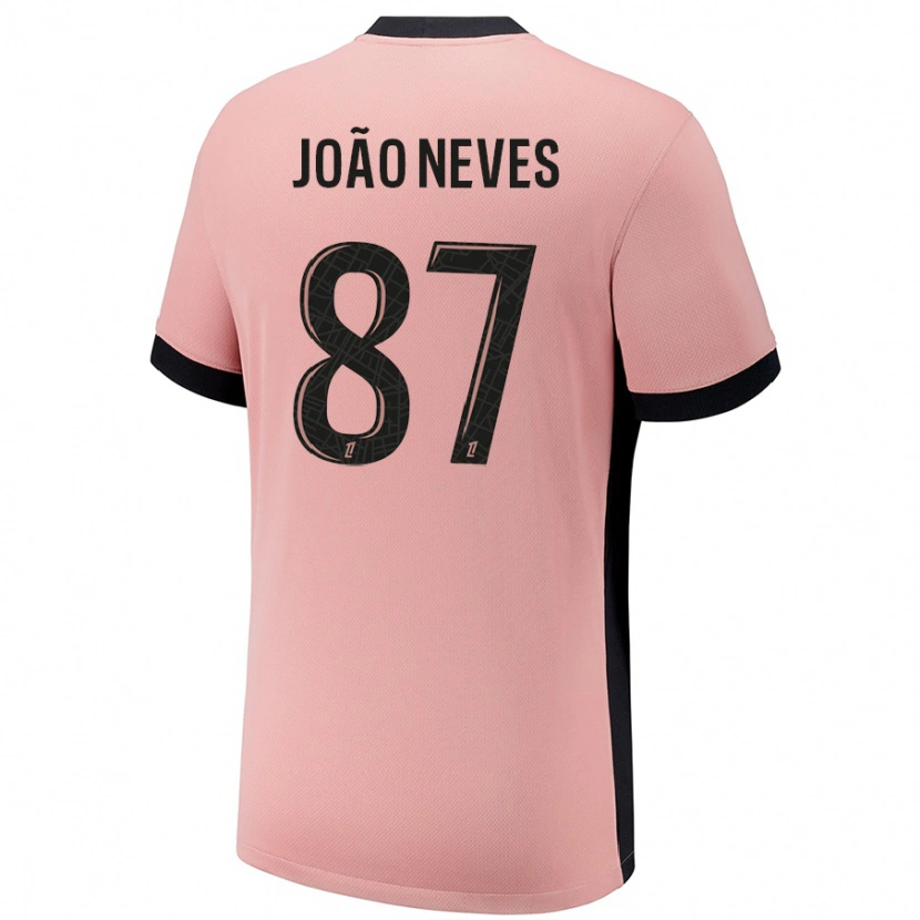 Danxen Uomo Maglia João Neves #87 Rosa Ruggine Kit Gara Third 2024/25 Maglietta