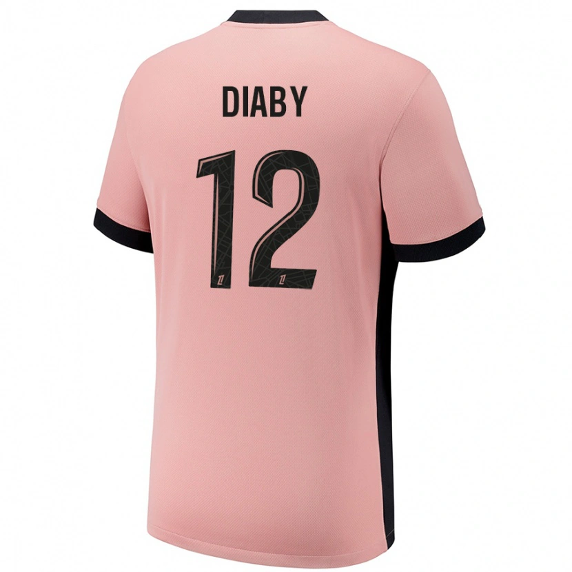 Danxen Uomo Maglia Ibrahima Diaby #12 Rosa Ruggine Kit Gara Third 2024/25 Maglietta
