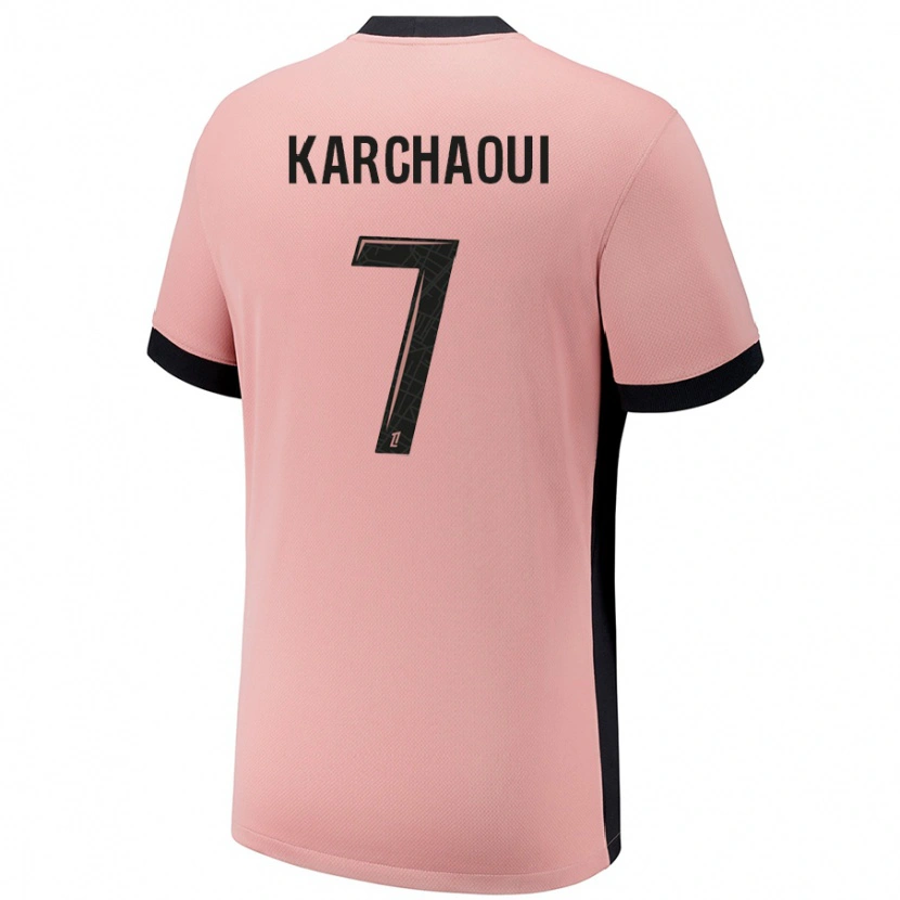 Danxen Uomo Maglia Sakina Karchaoui #7 Rosa Ruggine Kit Gara Third 2024/25 Maglietta