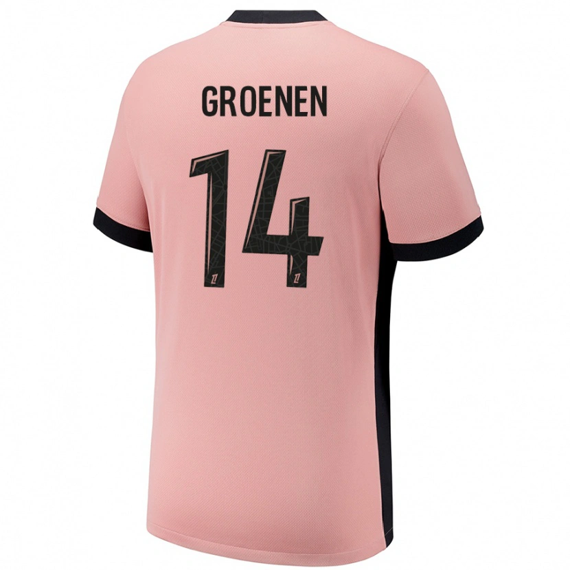 Danxen Uomo Maglia Jackie Groenen #14 Rosa Ruggine Kit Gara Third 2024/25 Maglietta