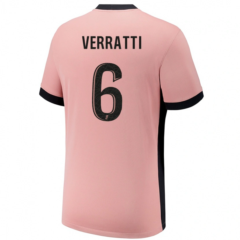 Danxen Uomo Maglia Marco Verratti #6 Rosa Ruggine Kit Gara Third 2024/25 Maglietta