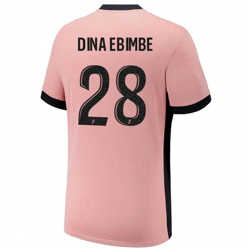 Danxen Uomo Maglia Eric Junior Dina Ebimbe #28 Rosa Ruggine Kit Gara Third 2024/25 Maglietta