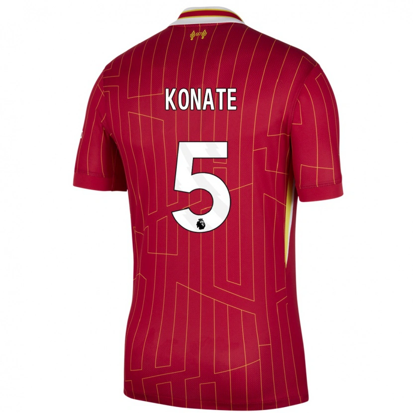 Danxen Donna Maglia Ibrahima Konaté #5 Rosso Giallo Bianco Kit Gara Home 2024/25 Maglietta