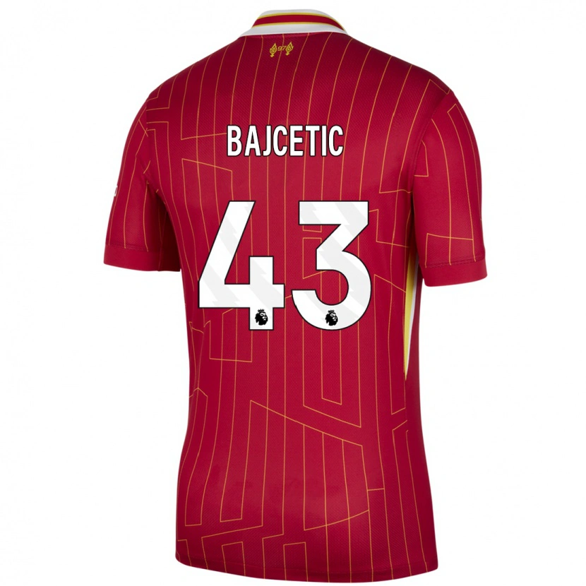 Danxen Donna Maglia Stefan Bajcetic #43 Rosso Giallo Bianco Kit Gara Home 2024/25 Maglietta