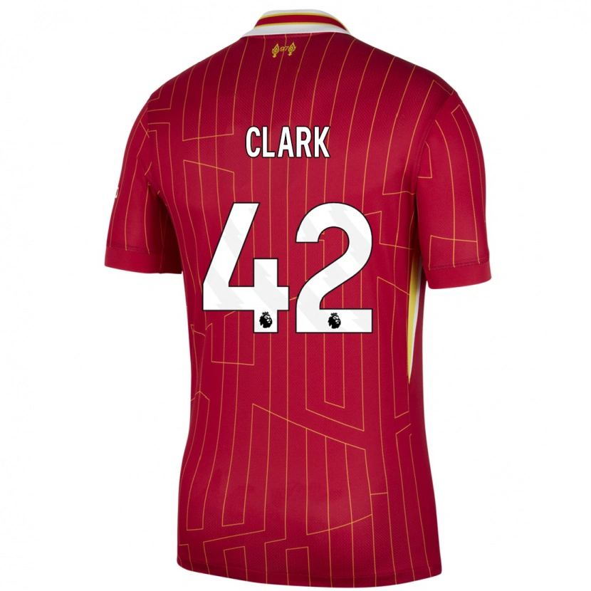 Danxen Donna Maglia Bobby Clark #42 Rosso Giallo Bianco Kit Gara Home 2024/25 Maglietta