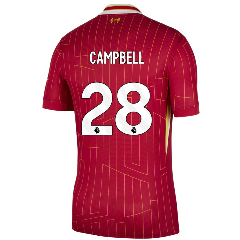 Danxen Donna Maglia Megan Campbell #28 Rosso Giallo Bianco Kit Gara Home 2024/25 Maglietta