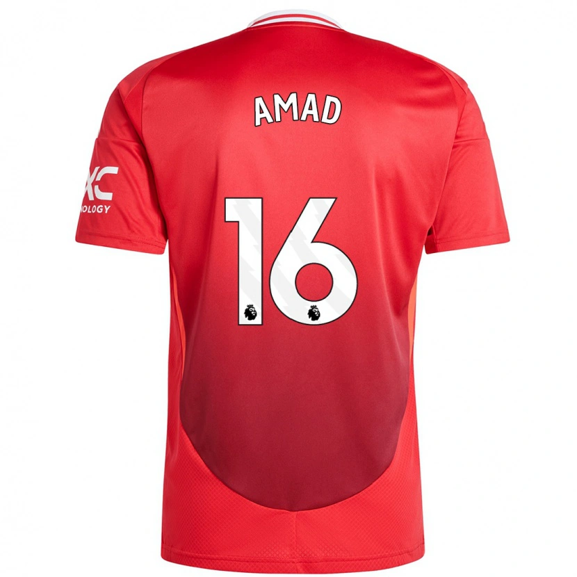 Danxen Donna Maglia Amad Diallo #16 Rosso Brillante Kit Gara Home 2024/25 Maglietta