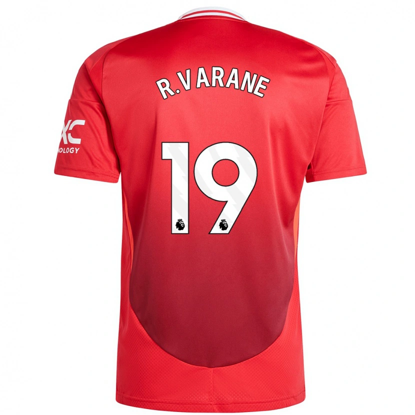 Danxen Donna Maglia Raphaël Varane #19 Rosso Brillante Kit Gara Home 2024/25 Maglietta