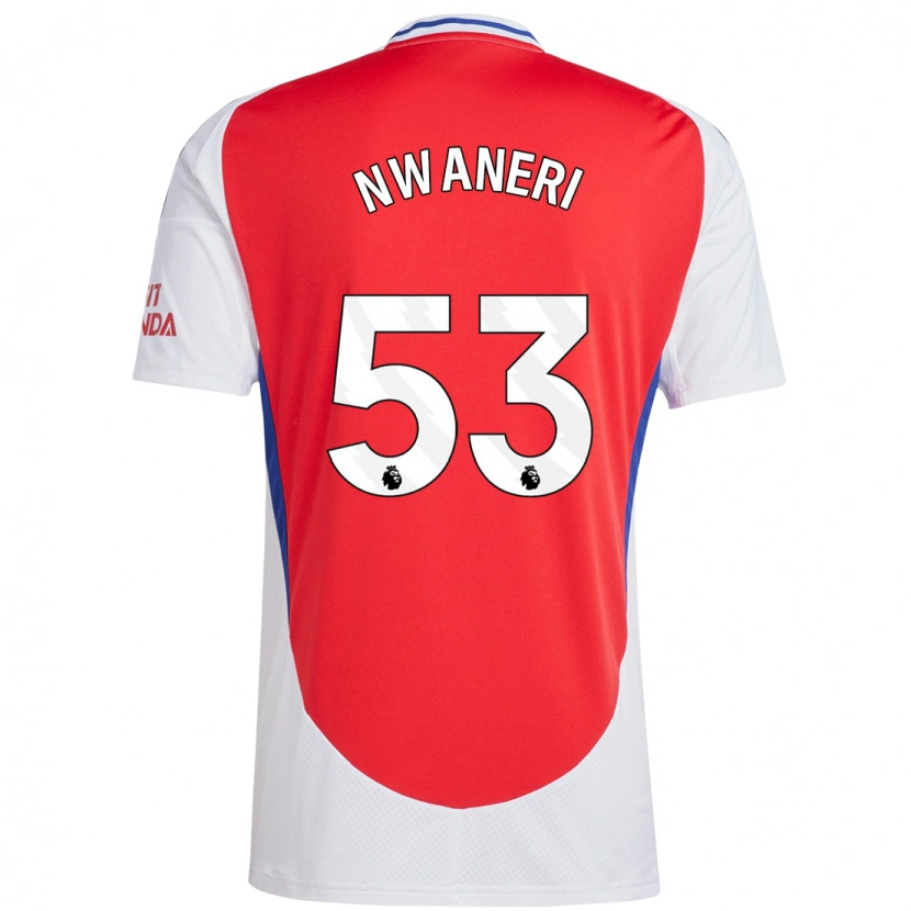 Danxen Donna Maglia Ethan Nwaneri #53 Rosso Bianco Kit Gara Home 2024/25 Maglietta