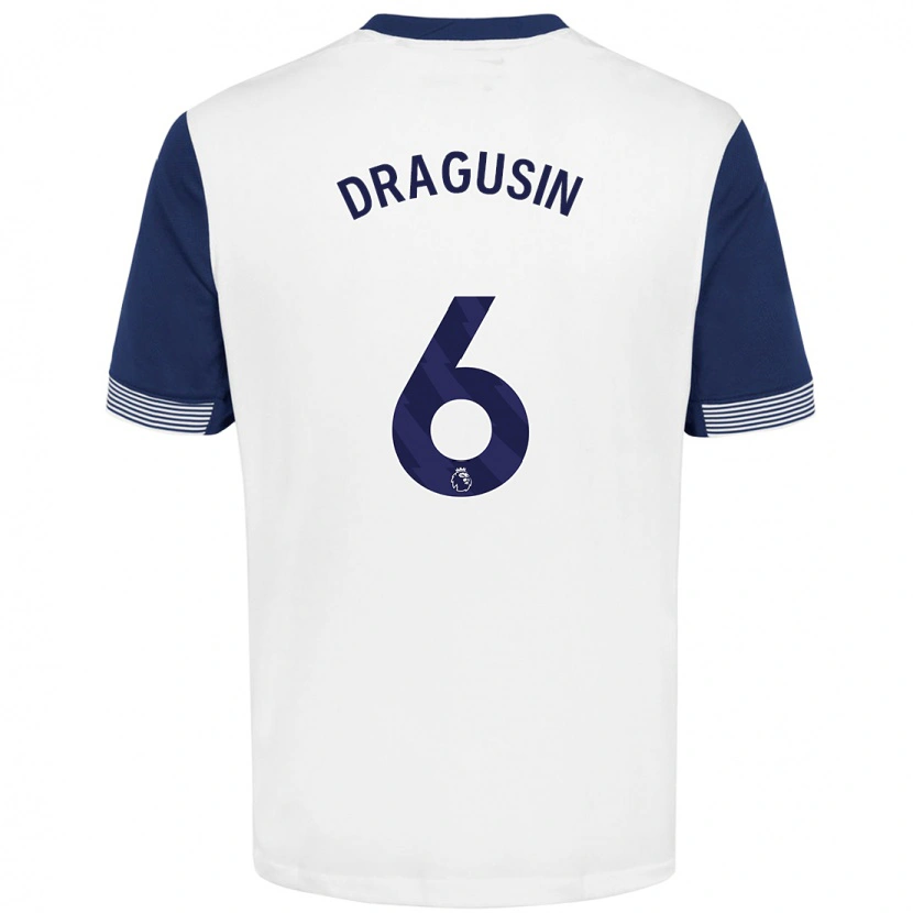 Danxen Donna Maglia Radu Drăgușin #6 Bianco Blu Kit Gara Home 2024/25 Maglietta
