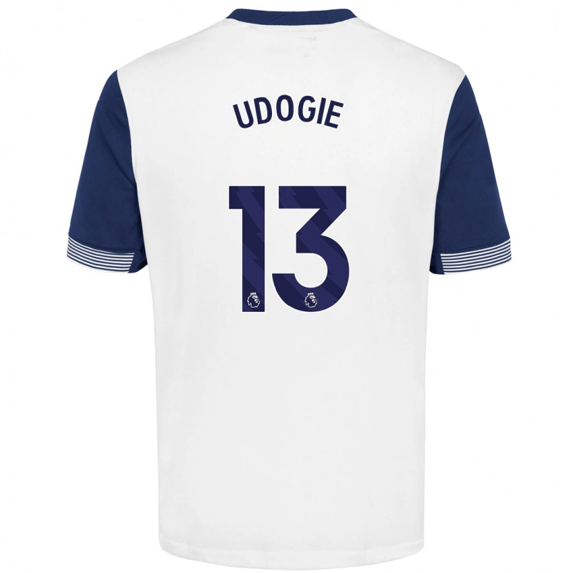 Danxen Donna Maglia Destiny Udogie #13 Bianco Blu Kit Gara Home 2024/25 Maglietta