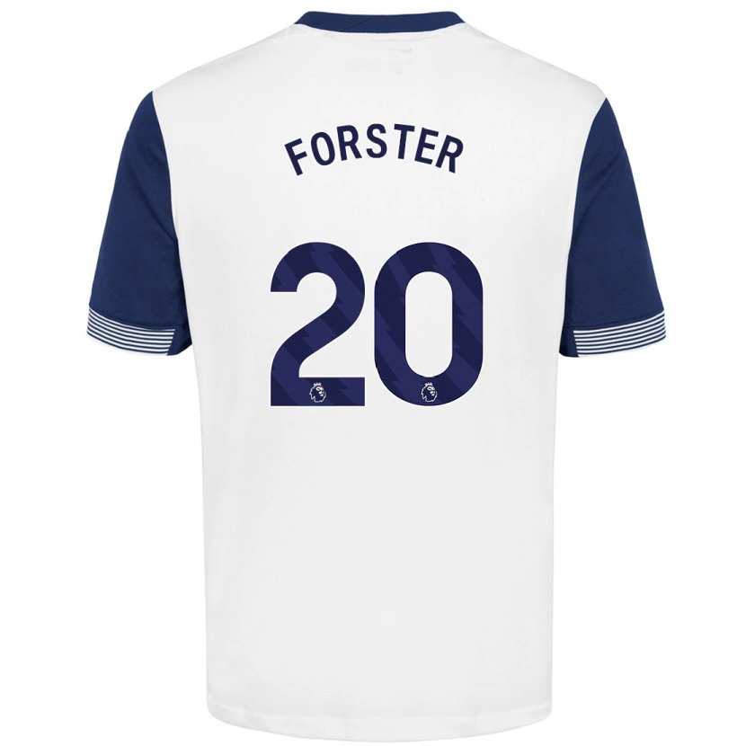 Danxen Donna Maglia Fraser Forster #20 Bianco Blu Kit Gara Home 2024/25 Maglietta