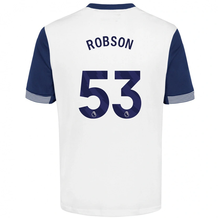 Danxen Donna Maglia Max Robson #53 Bianco Blu Kit Gara Home 2024/25 Maglietta