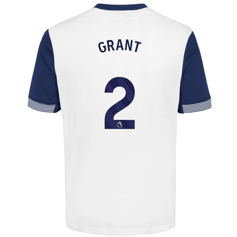 Danxen Donna Maglia Charlotte Grant #2 Bianco Blu Kit Gara Home 2024/25 Maglietta