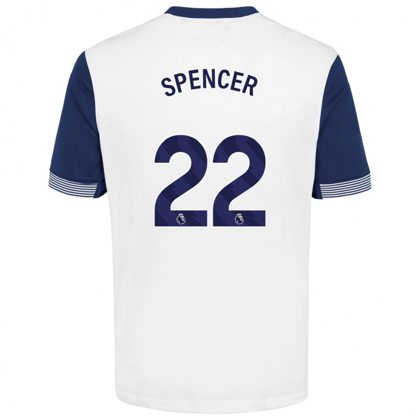 Danxen Donna Maglia Rebecca Spencer #22 Bianco Blu Kit Gara Home 2024/25 Maglietta