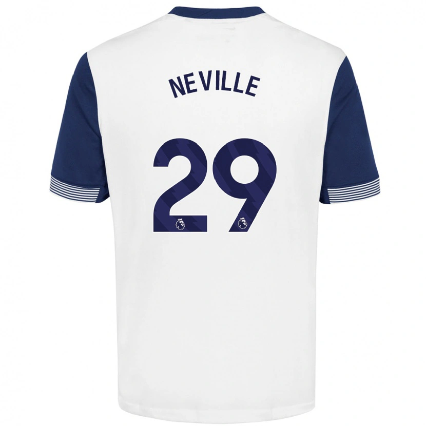 Danxen Donna Maglia Ashleigh Neville #29 Bianco Blu Kit Gara Home 2024/25 Maglietta