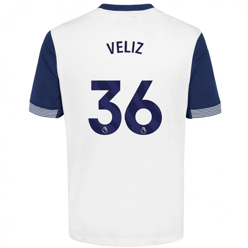 Danxen Donna Maglia Alejo Véliz #36 Bianco Blu Kit Gara Home 2024/25 Maglietta