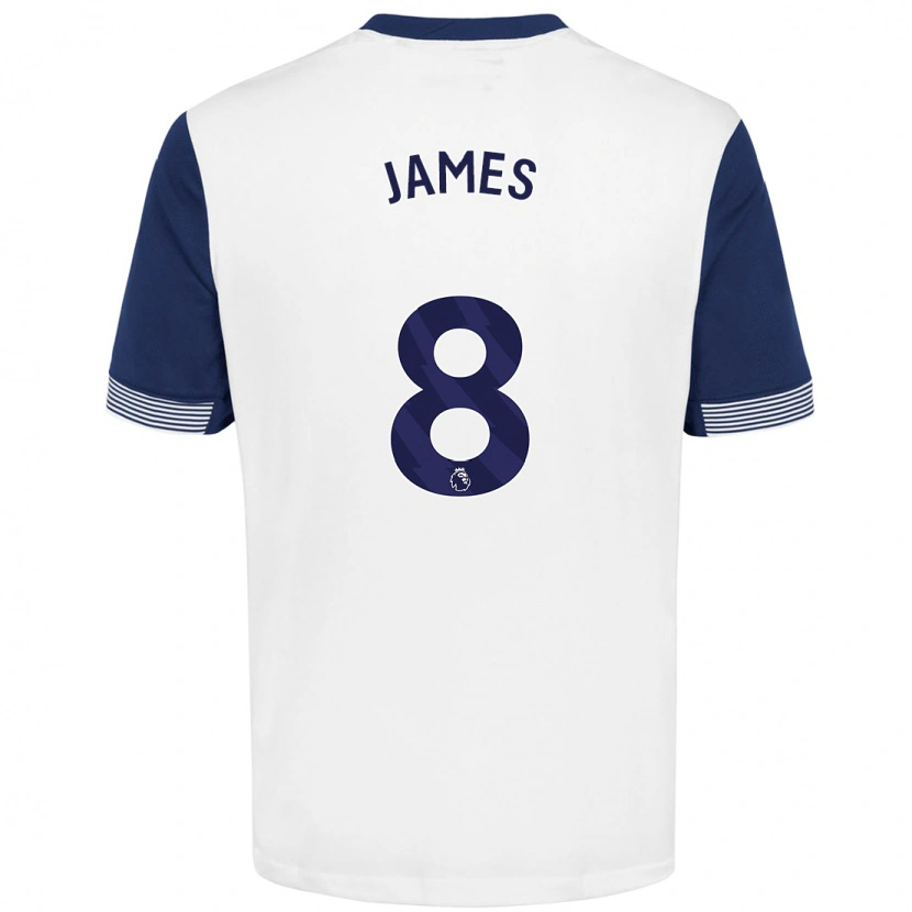 Danxen Donna Maglia Angharad James #8 Bianco Blu Kit Gara Home 2024/25 Maglietta