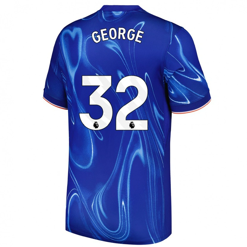 Danxen Donna Maglia Tyrique George #32 Blu Bianco Kit Gara Home 2024/25 Maglietta