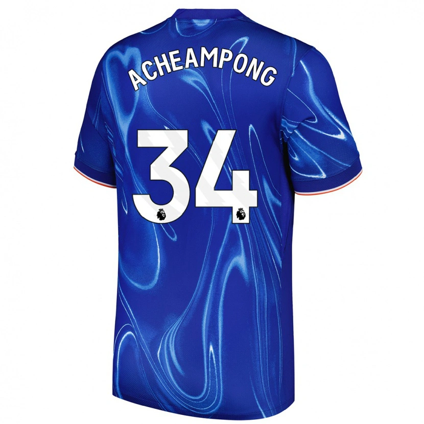 Danxen Donna Maglia Josh Acheampong #34 Blu Bianco Kit Gara Home 2024/25 Maglietta