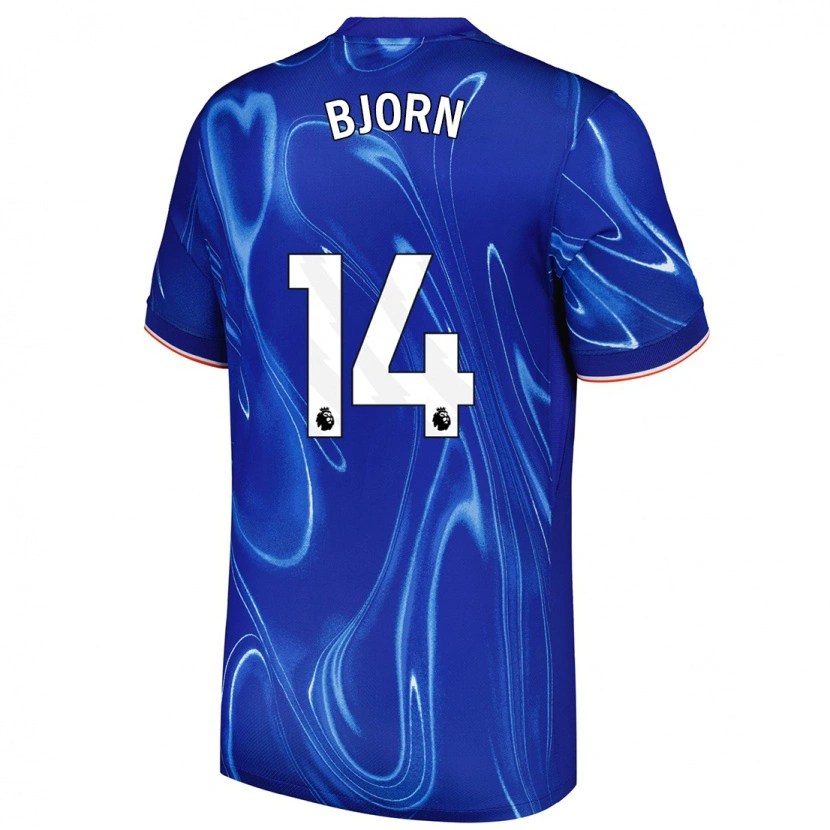 Danxen Donna Maglia Nathalie Björn #14 Blu Bianco Kit Gara Home 2024/25 Maglietta