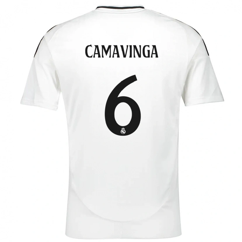 Danxen Donna Maglia Eduardo Camavinga #6 Bianco Kit Gara Home 2024/25 Maglietta