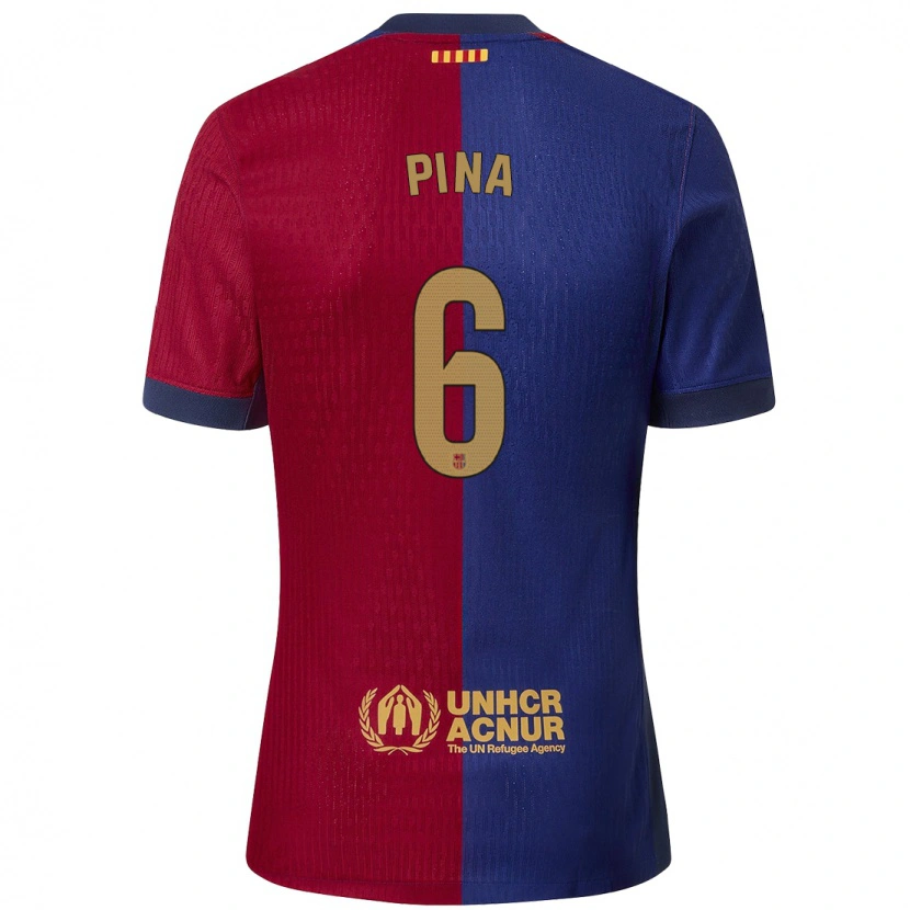 Danxen Donna Maglia Clàudia Pina #6 Blu Rosso Kit Gara Home 2024/25 Maglietta