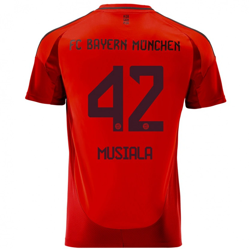 Danxen Donna Maglia Jamal Musiala #42 Rosso Kit Gara Home 2024/25 Maglietta