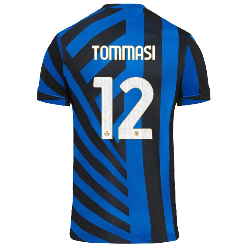 Danxen Donna Maglia Francesco Tommasi #12 Blu Nero Kit Gara Home 2024/25 Maglietta