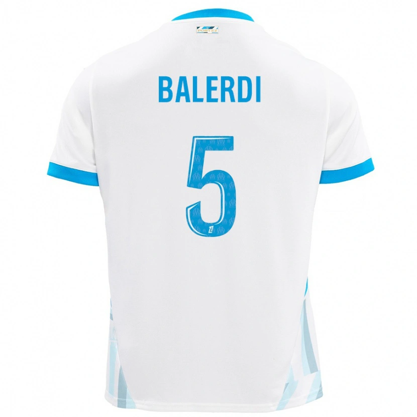 Danxen Donna Maglia Leonardo Balerdi #5 Bianco Azzurro Kit Gara Home 2024/25 Maglietta