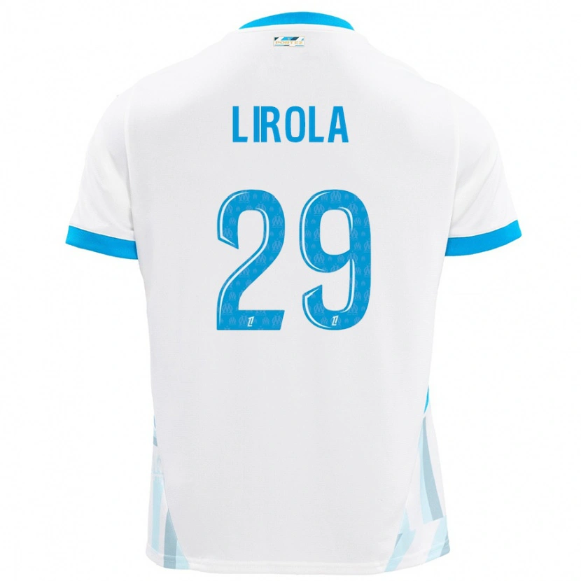 Danxen Donna Maglia Pol Lirola #29 Bianco Azzurro Kit Gara Home 2024/25 Maglietta