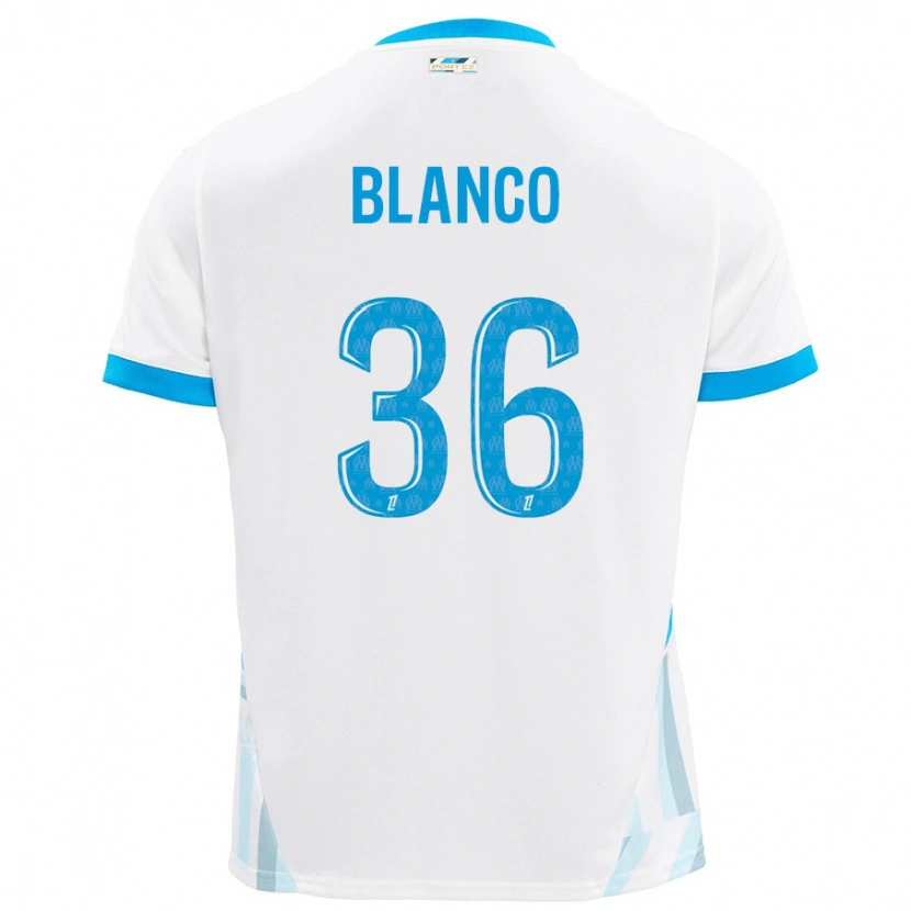 Danxen Donna Maglia Rubén Blanco #36 Bianco Azzurro Kit Gara Home 2024/25 Maglietta