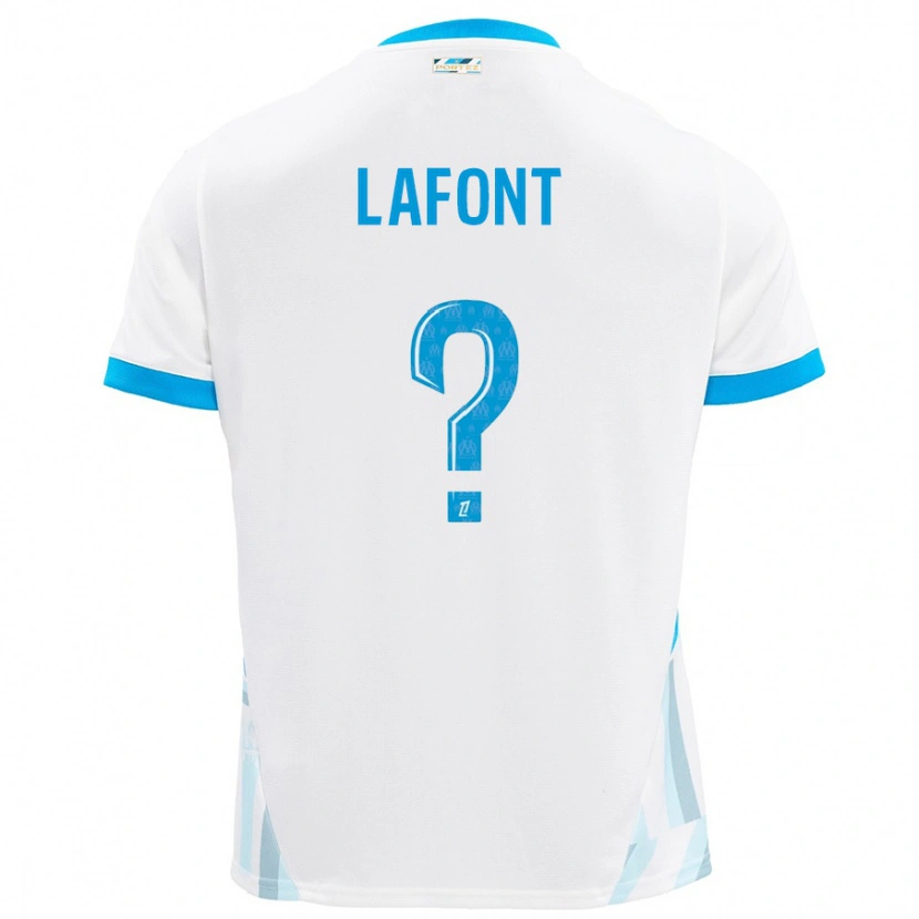 Danxen Donna Maglia Gaël Lafont #0 Bianco Azzurro Kit Gara Home 2024/25 Maglietta