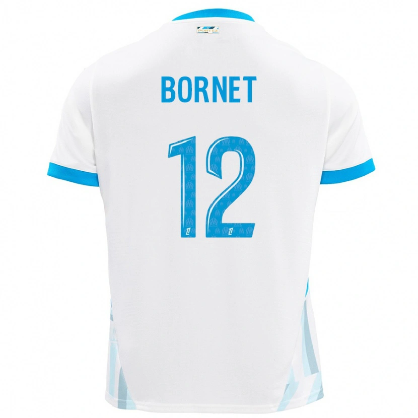 Danxen Donna Maglia Camille Bornet #12 Bianco Azzurro Kit Gara Home 2024/25 Maglietta
