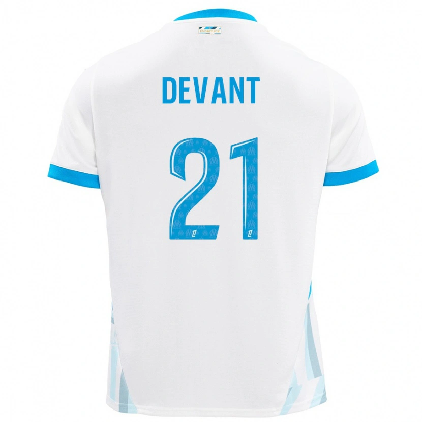 Danxen Donna Maglia Caroline Devant #21 Bianco Azzurro Kit Gara Home 2024/25 Maglietta