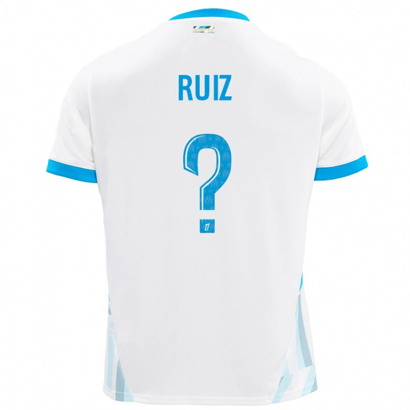 Danxen Donna Maglia Pedro Ruiz #0 Bianco Azzurro Kit Gara Home 2024/25 Maglietta