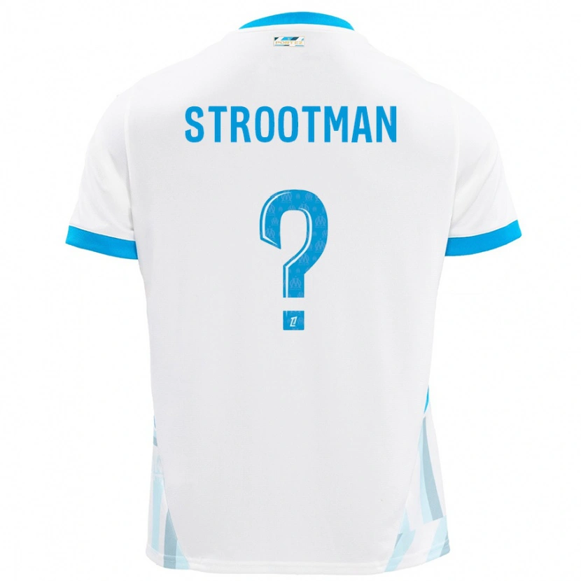 Danxen Donna Maglia Kevin Strootman #0 Bianco Azzurro Kit Gara Home 2024/25 Maglietta