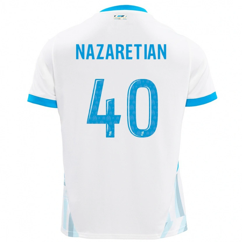 Danxen Donna Maglia Manuel Nazaretian #40 Bianco Azzurro Kit Gara Home 2024/25 Maglietta